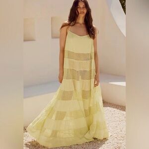 Anthropologie Light Yellow-Green Maxi Dress